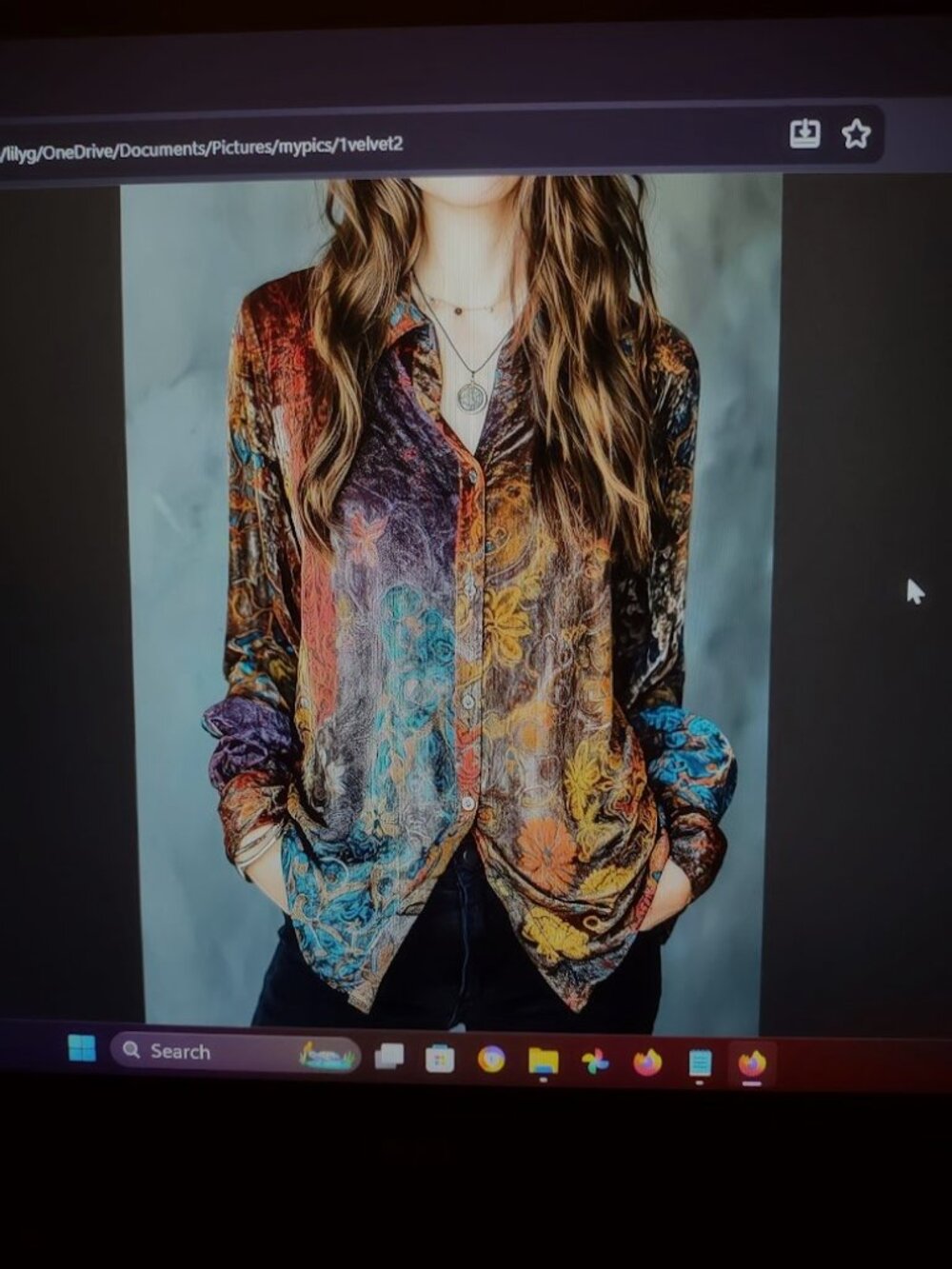 LIKE NEW Women gorgeous Hippie Boho Velvet Artsy button up long sleeves shirt S